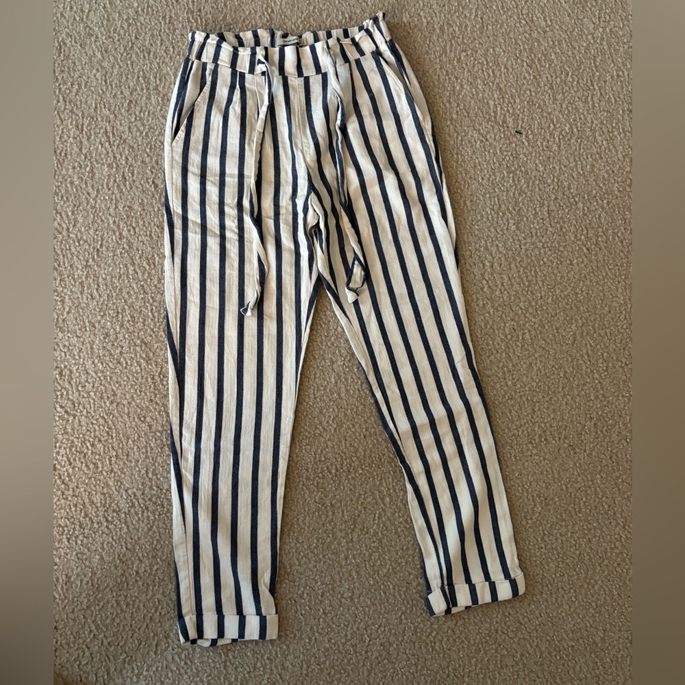 Blue Striped Linen Pants